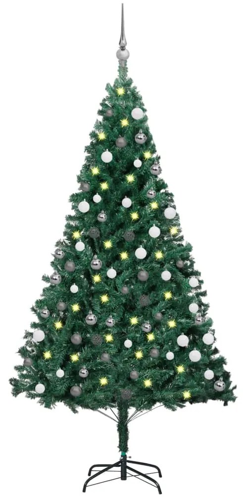 vidaXL Árvore Natal artificial pré-iluminada c/ bolas 180 cm PVC verde