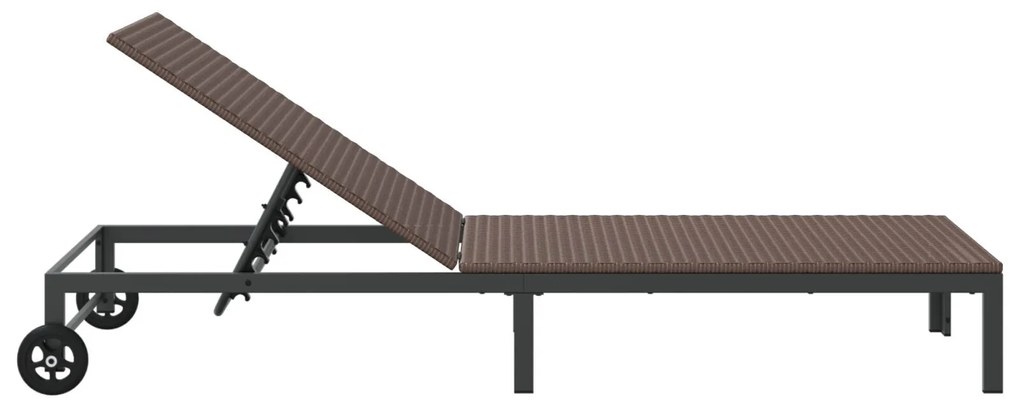 Espreguiçadeira vidaXL com Rodas Castanha em Rattan Poliéster