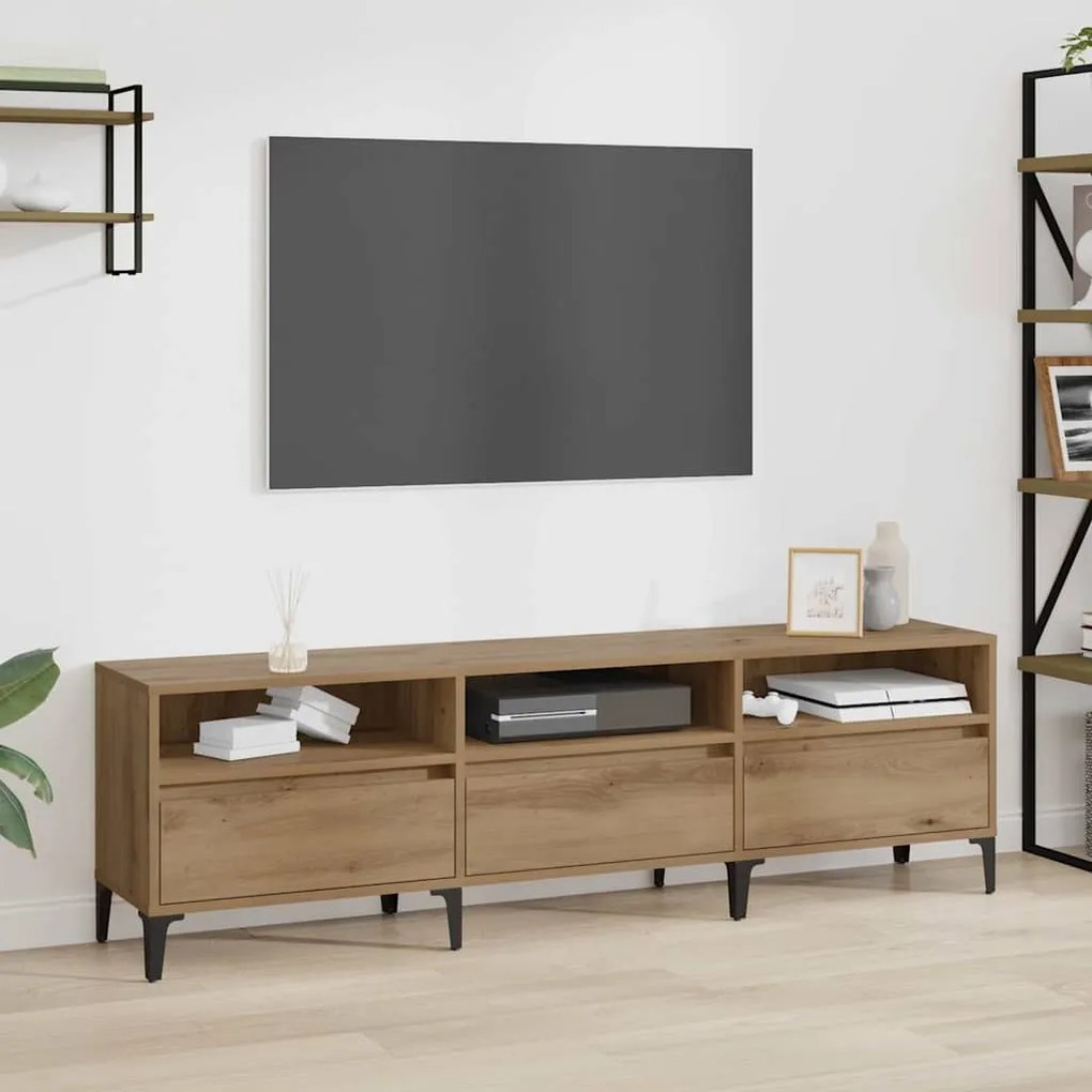vidaXL Gabinete para TV com gaveta Carvalho Artesanal 150 x 30 x 45 cm