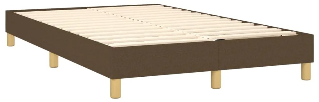 Cama box spring c/ colchão/LED 120x200cm tecido castanho-escuro