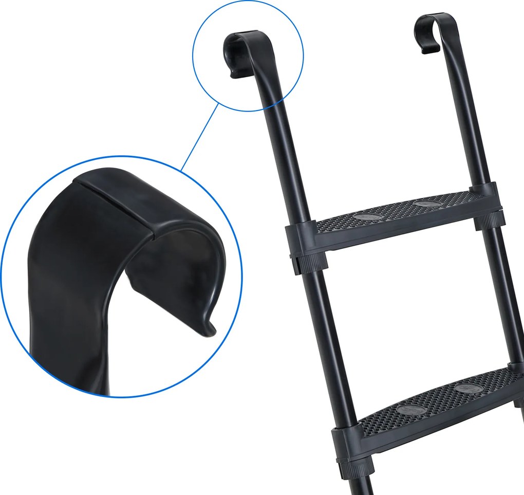 Escada para trampolim 76 cm Altura com degraus largos preta