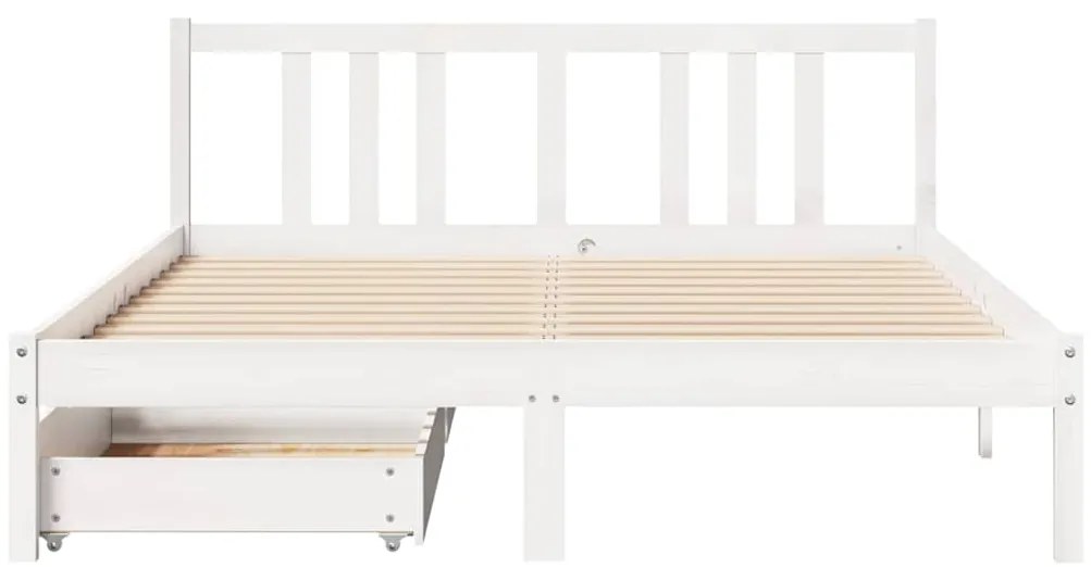 Cama sem colchão 140x200 cm madeira de pinho maciça branco