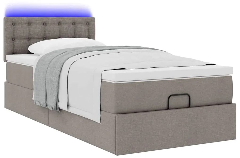 Cama otomana com colchão 100x200 cm tecido cinza