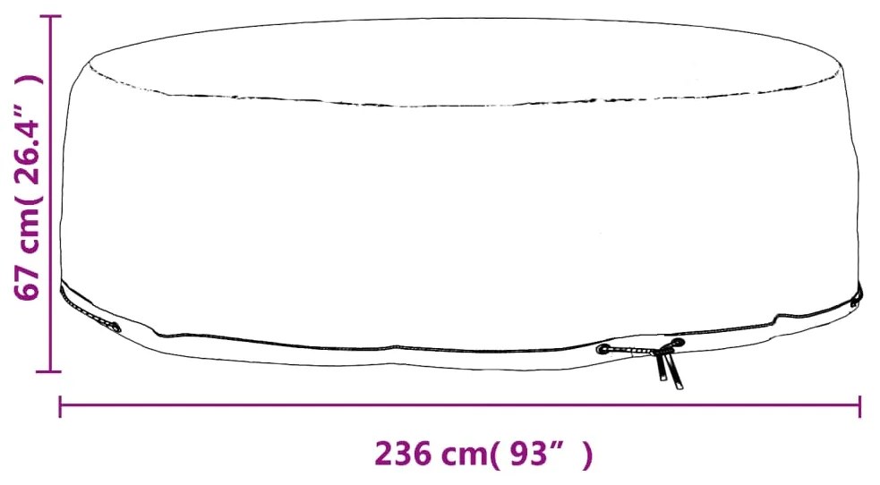Capa p/ espreguiçadeira ilha 10 ilhós Ø236x67 cm redondo