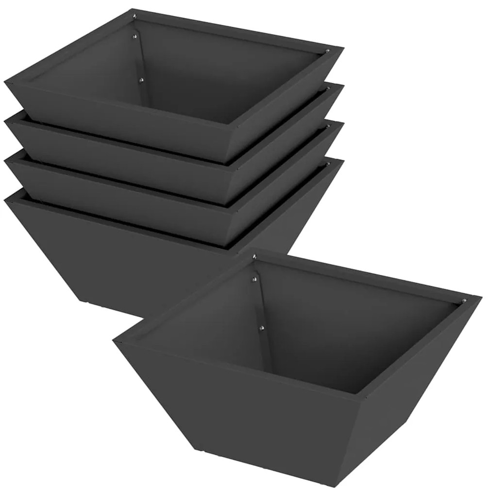 Vaso de Plástico 5 pcs Preto 35 x 35 x 15 cm Aço