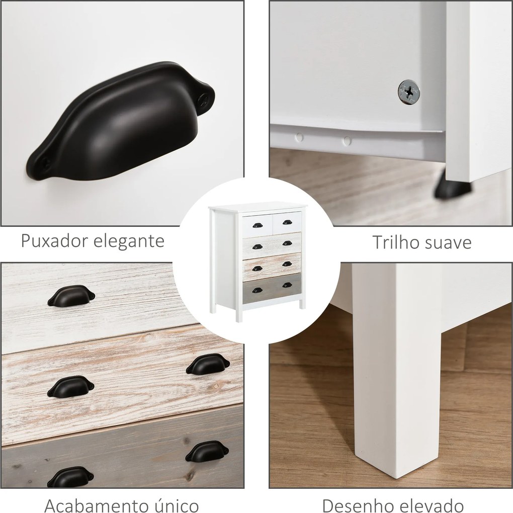 Cómoda com 5 Gavetas Cómoda para Dormitório Moderna com Desenho Anti-T