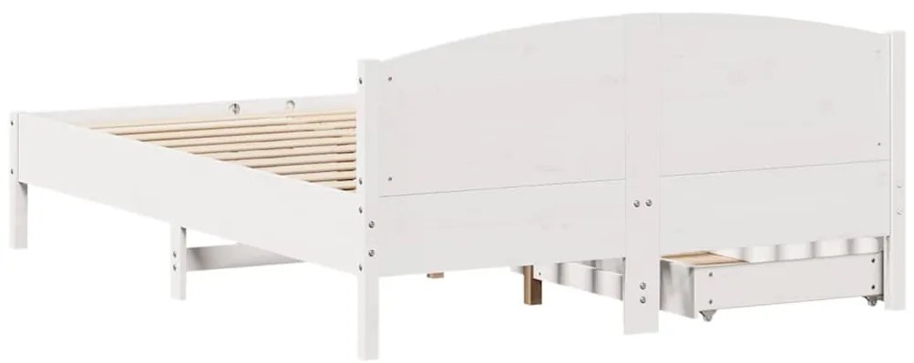 Cama sem colchão 160x200 cm madeira de pinho maciça branco