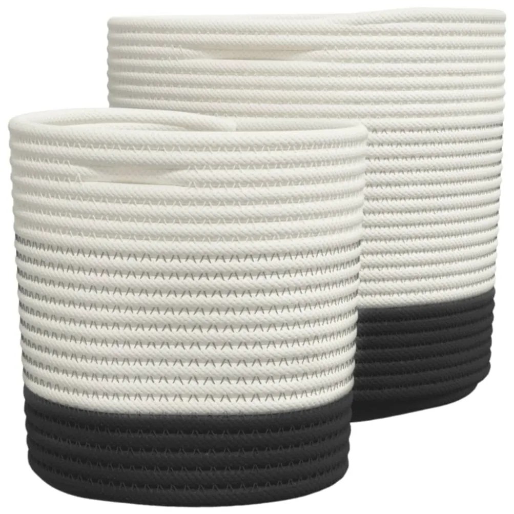Cestos de arrumação 2 pcs algodão branco e preto