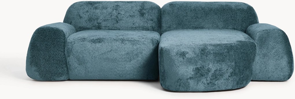 Sofá de canto modular em teddy-bouclé Wolke (3 lugares)