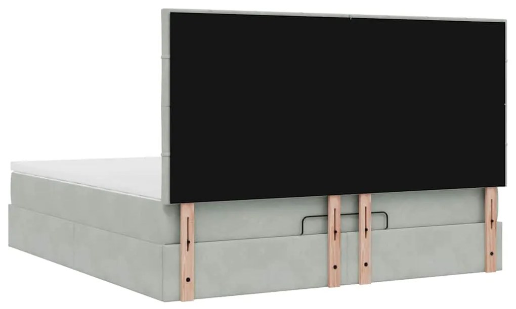 Estrutura cama otomana colchões 180x200cm veludo cinzento claro