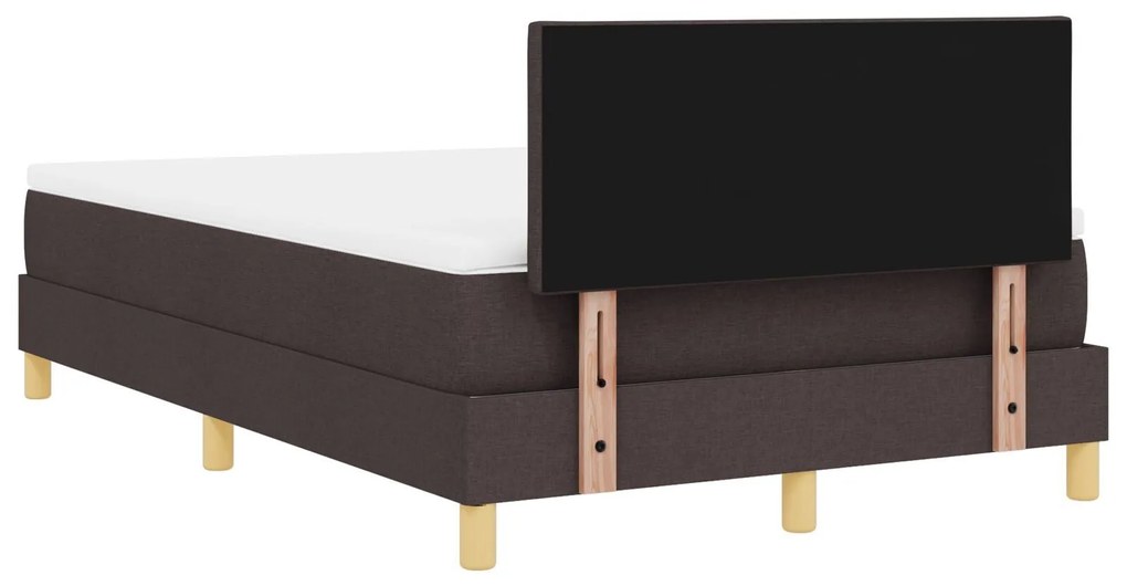 Cama Box Spring com Colchão & LED Marrom Escuro 120x200 cm Tecido