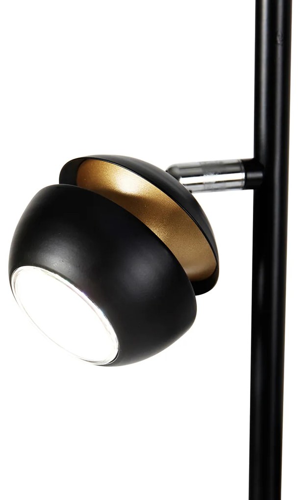 LED Candeeiro de pé inteligente preto com interior dourado incluindo 3 WiFi GU10 - Buell Moderno