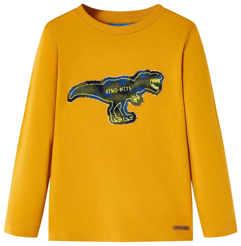 T-shirt de manga comprida para criança cor ocre 128