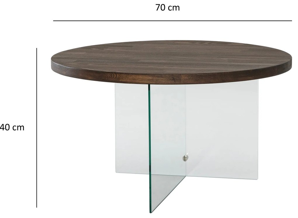 Mesa de Centro Serenity – Transparente / Nogueira – 70 cm x 40 cm