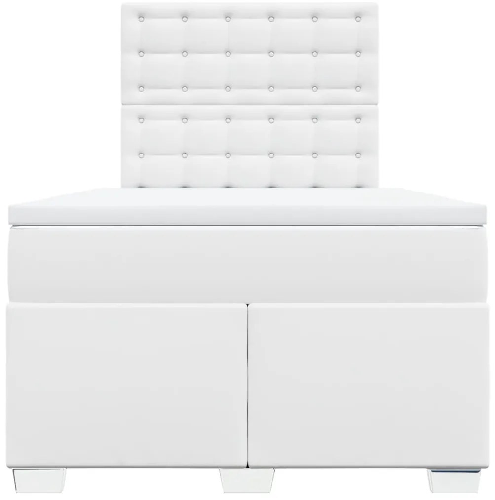 Cama boxspring com colchão 120x190 cm couro artificial branco