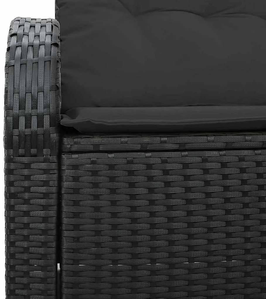Sofá de Jardim 2 Lugares com Almofadas Preto Rattan Sintético