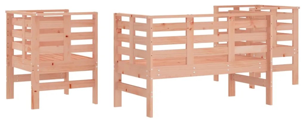 3 pcs conjunto lounge de jardim madeira de douglas maciça