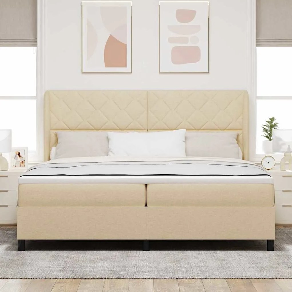 Cama Box com Colchão - Creme - 200x200 cm