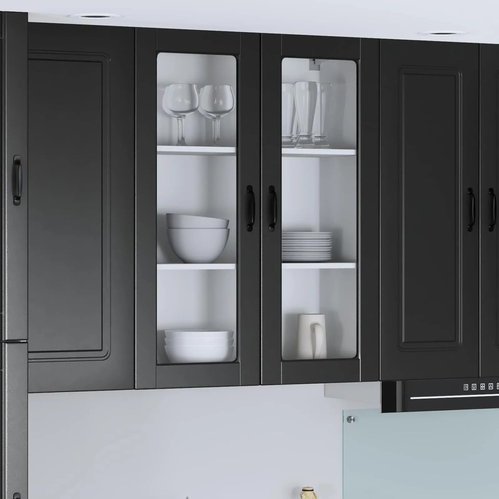 vidaXL Armário de cozinha suspenso com porta Preto 80 x 31 x 100 cm