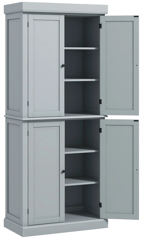 HOMCOM Armário de Cozinha Buffet Cozinha Estilo Moderno com Armários Prateleiras Ajustáveis 76x40,5x184 cm Cinza | Aosom Portugal
