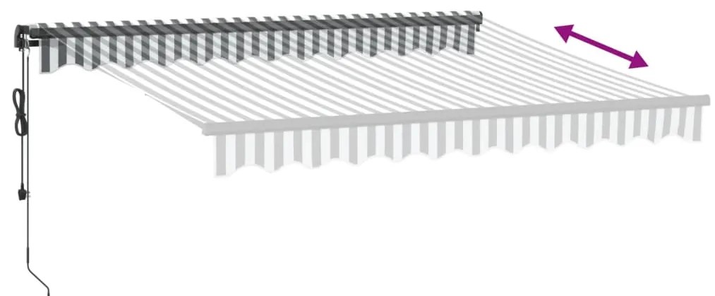 Toldo retrátil automático com LEDs 300x250 cm antracite/branco