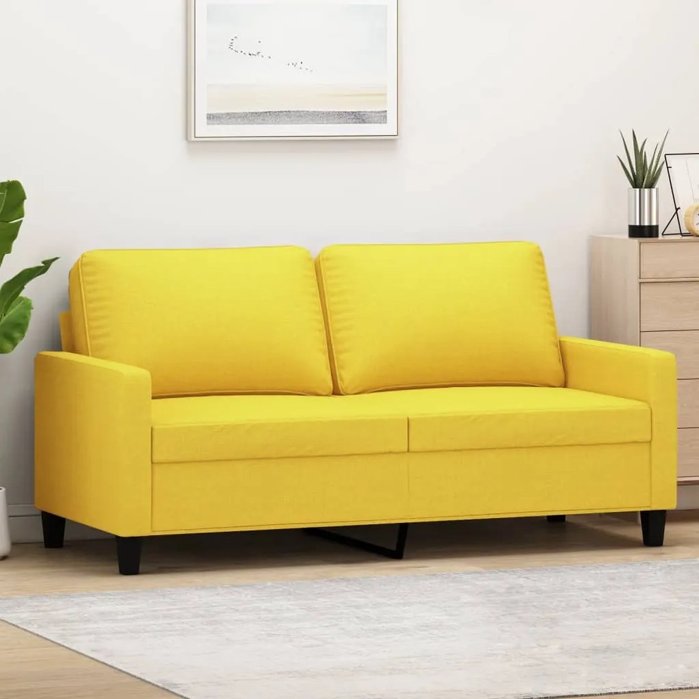 Sofá de 2 lugares 140 cm tecido amarelo-claro