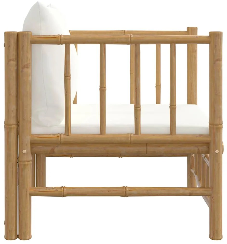 Sofá de jardim bambu com almofadões branco nata