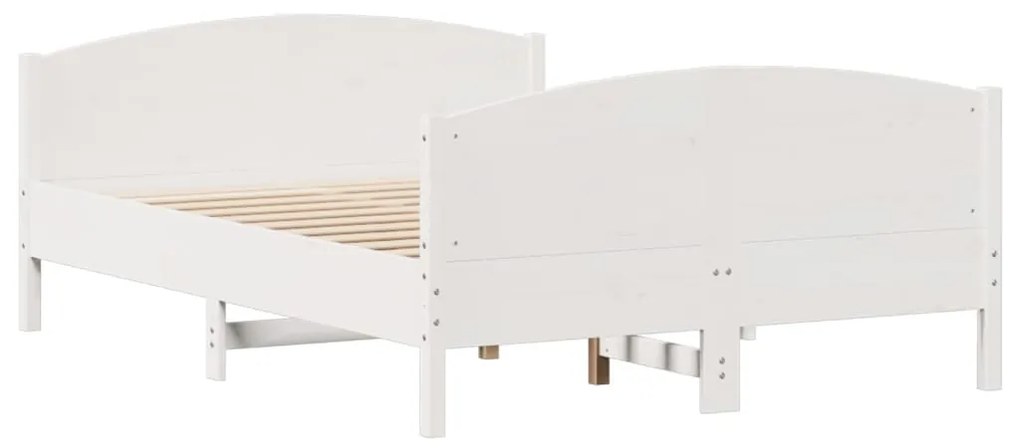 Cama sem colchão 140x190 cm madeira de pinho maciça branco