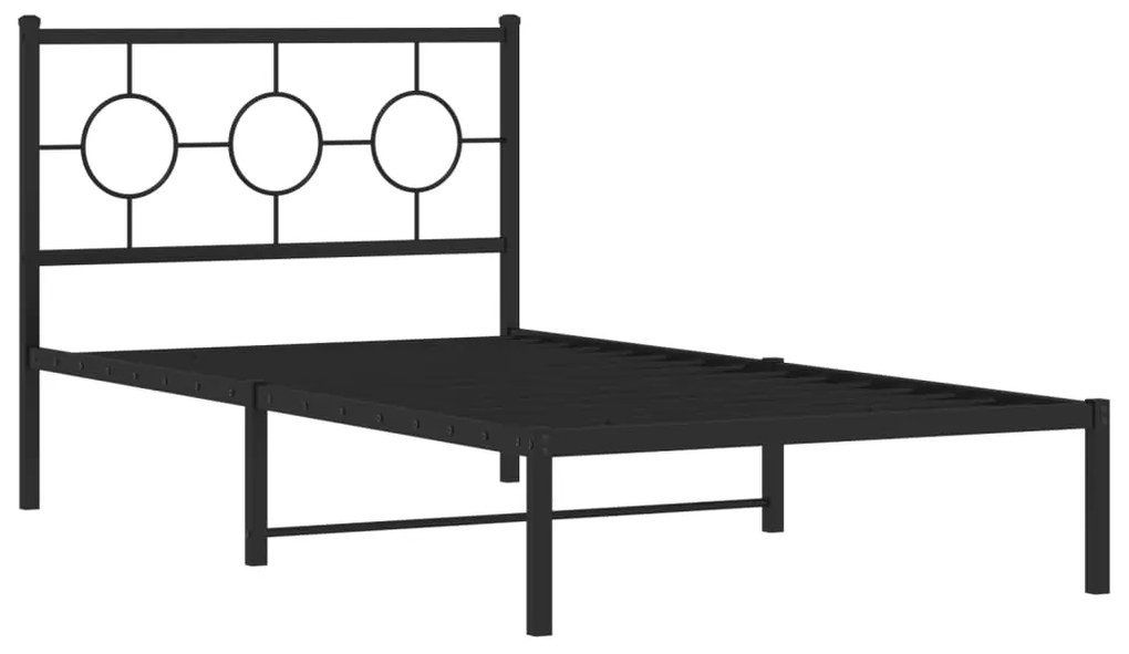Estrutura de cama com cabeceira 100x190 cm metal preto