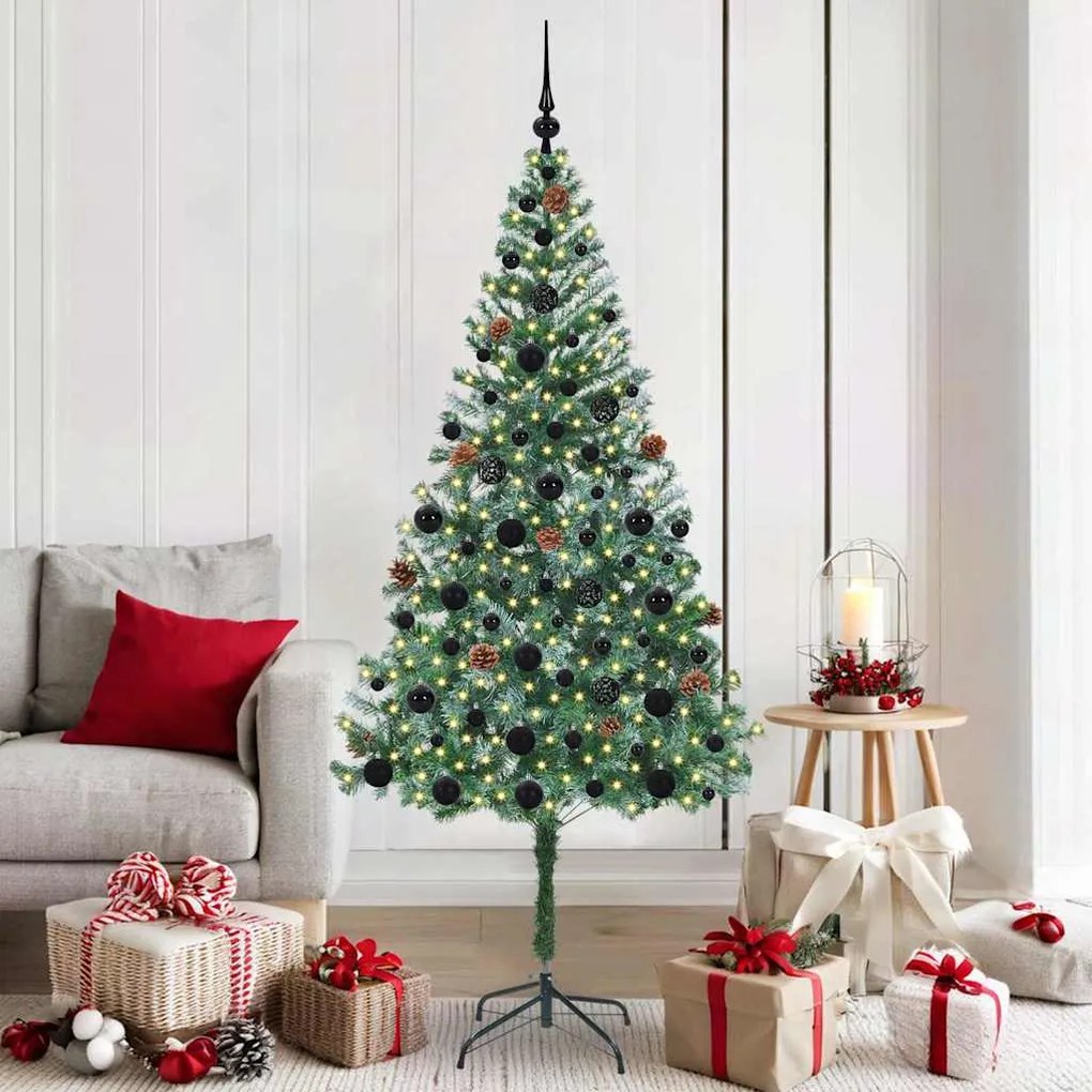 vidaXL Árvore de Natal Artificial com 300 LEDs Verde 180 cm PVC e Aço