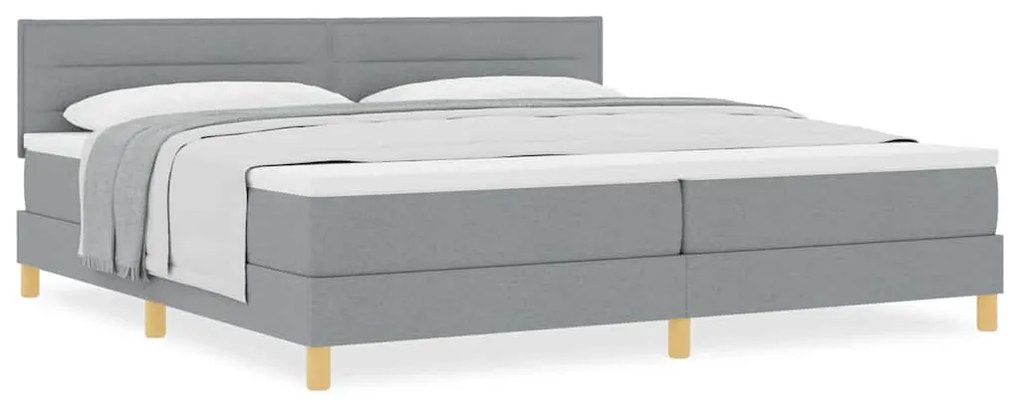 Cama Box Spring com Colchão Cinza Claro 200x200 cm Tecido