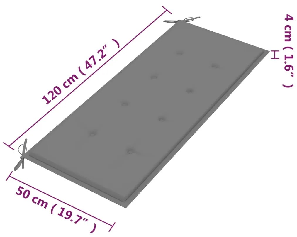 Banco de jardim 2 lugares c/ almofadão 120 cm eucalipto maciço