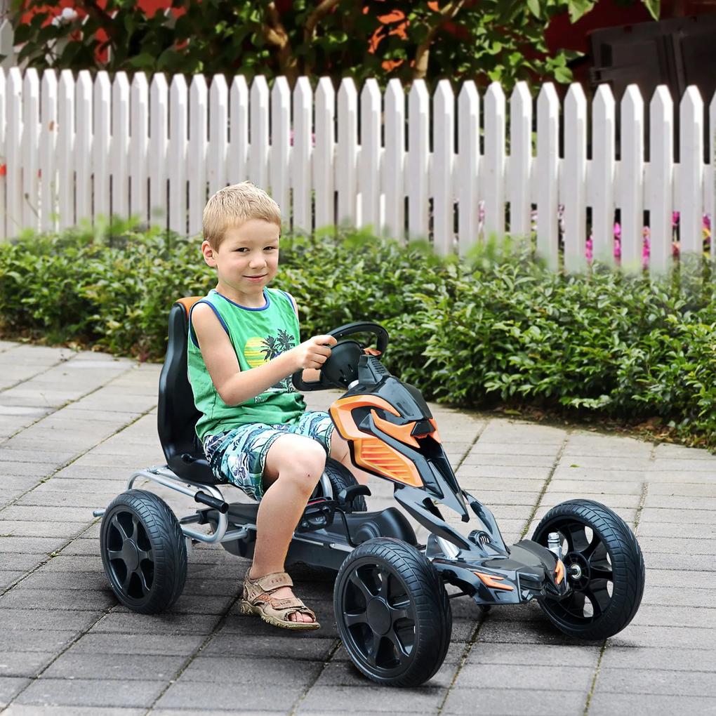 HomCom Go Kart Racing Desportivo Carro de Pedais para Crianças de 5 a 8 Anos - Preto e Laranja – 12122 x 60 x 70 cm