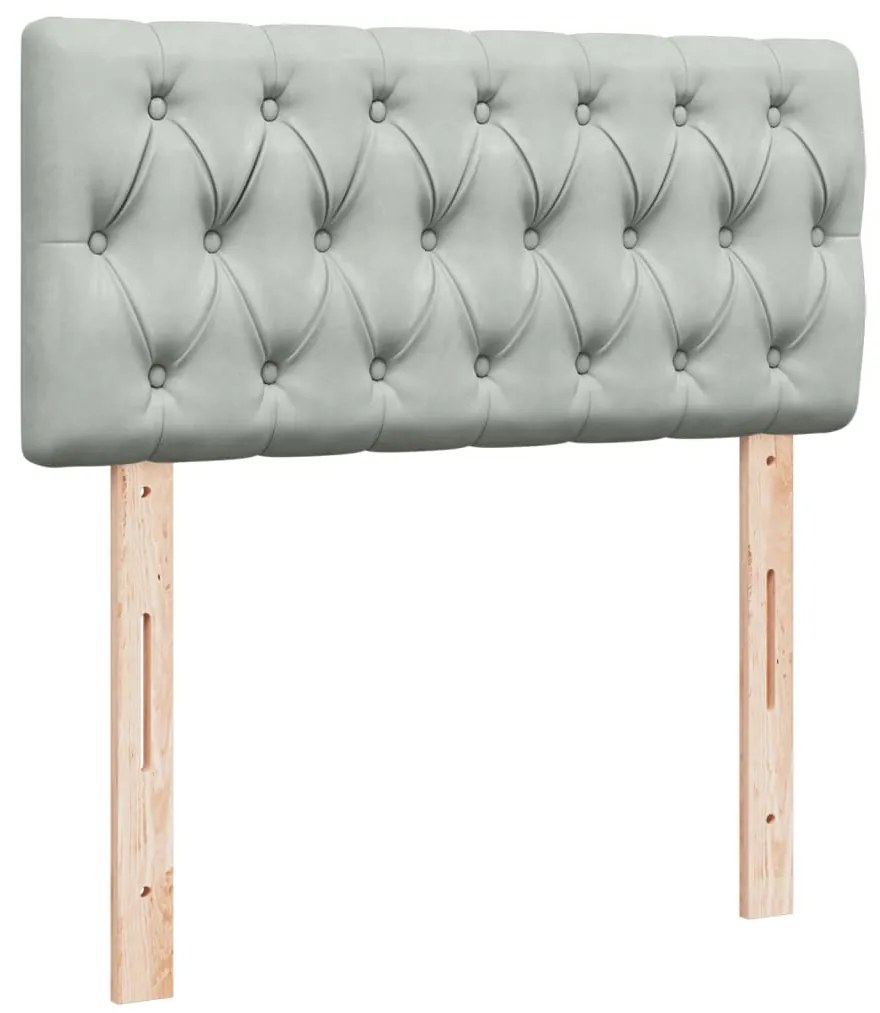Cama com molas/colchão 90x200 cm veludo cinza-claro