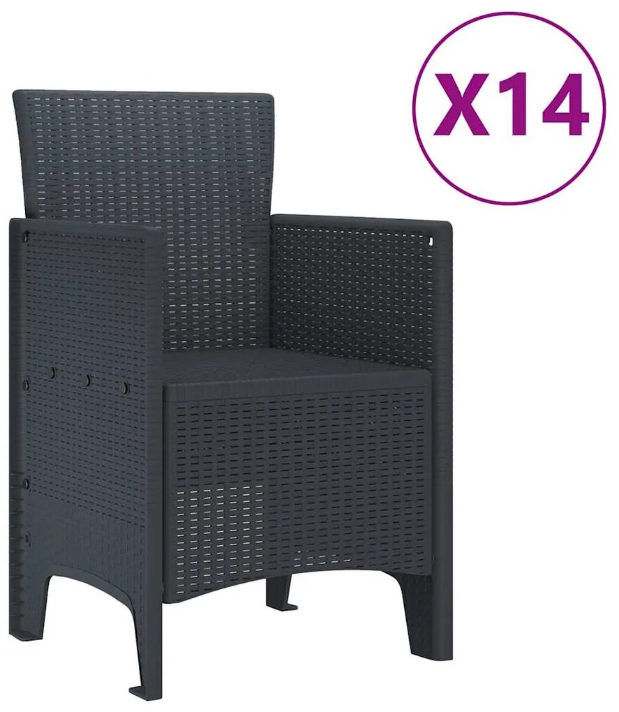 Conjunto de Jantar para Jardim 15 pcs Antracite Grande
