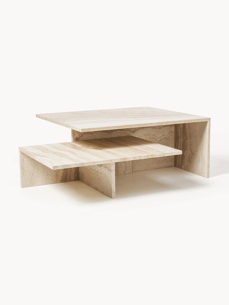 Mesa de centro em travertino Distinct Grande Duo, conjunto de 2