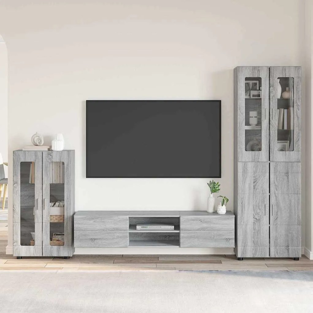 vidaXL Conjunto de móvel de TV Cinza Sonoma Madeira processada