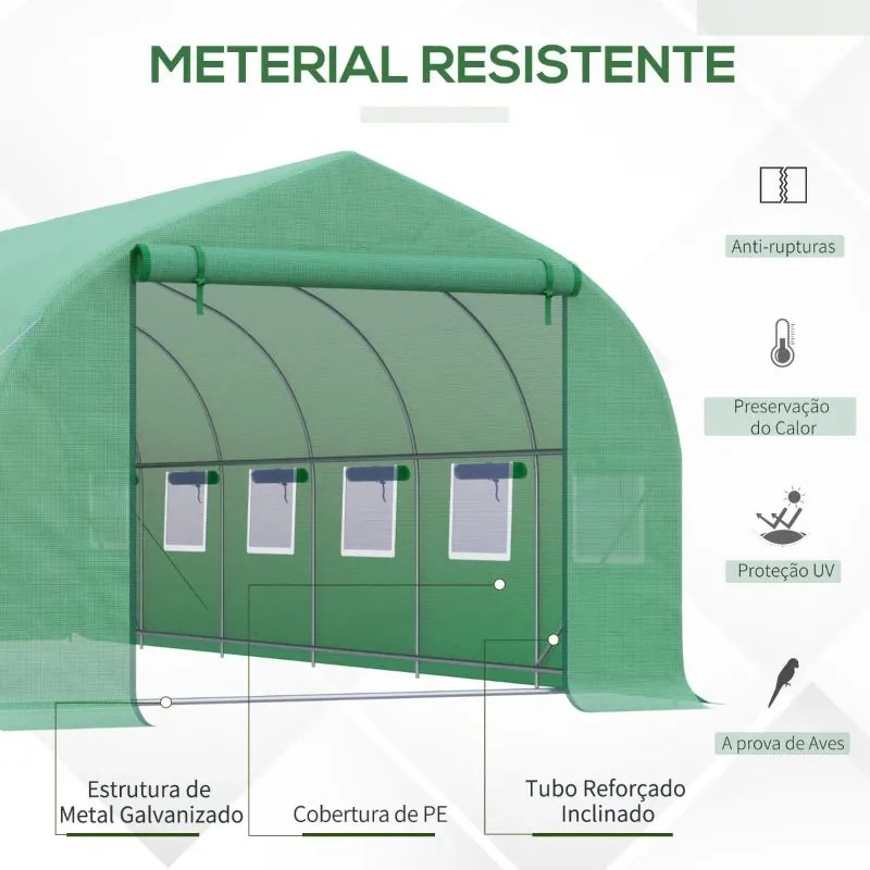 Estufa com 12 Janelas e Porta Enrolável - 6x3m