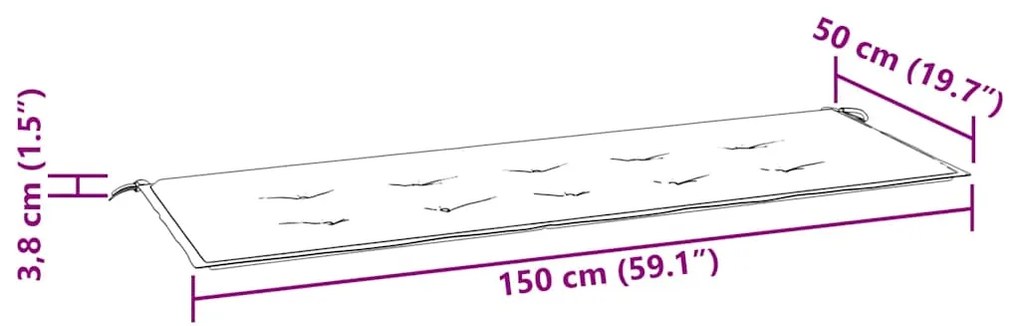 Almofadão p/ banco de jardim 150x50x4 cm tecido oxford turquesa