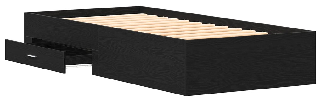Cama vidaXL Preta Carvalho 90x200 cm Madeira Reconstituída