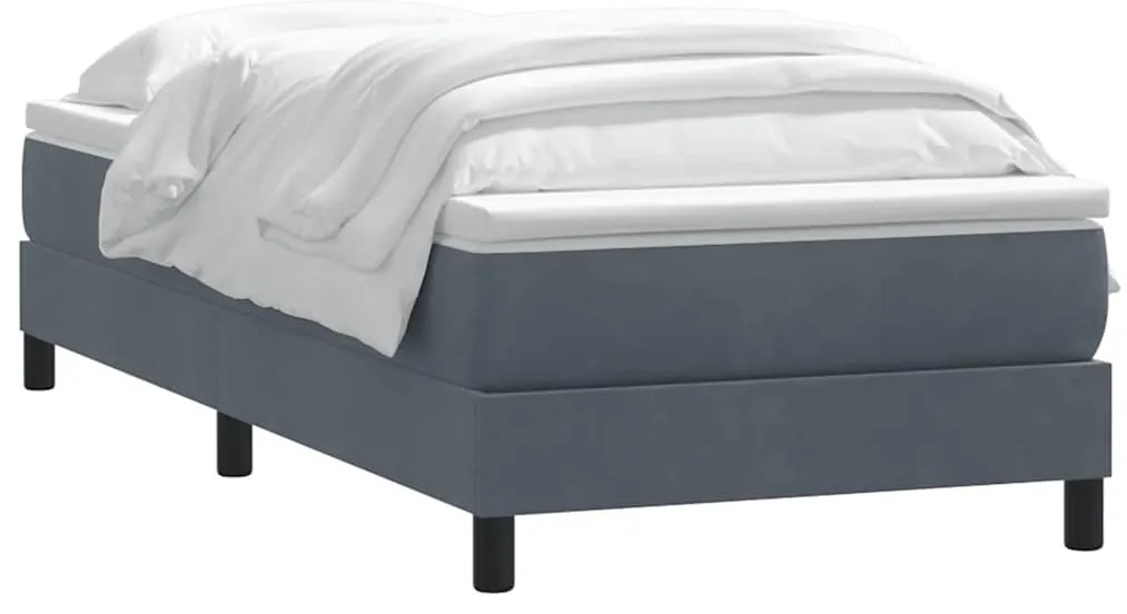 Cama com molas/colchão cinza-escuro 80x220 cm veludo
