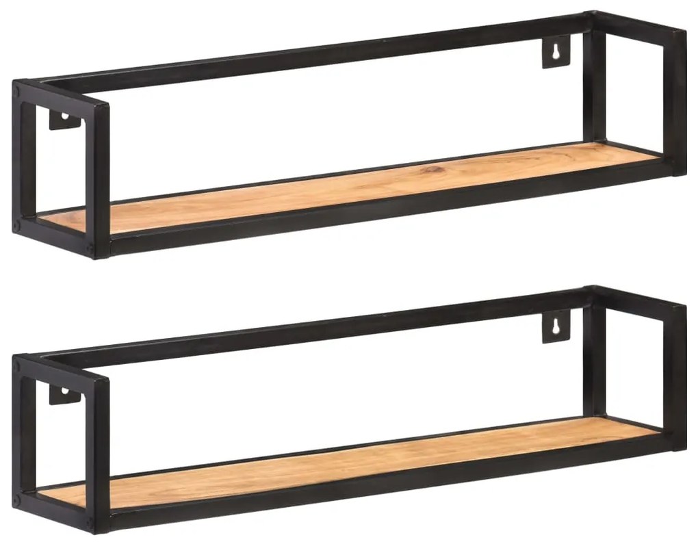 vidaXL Prateleiras parede 2 pcs 80 cm madeira de acácia maciça