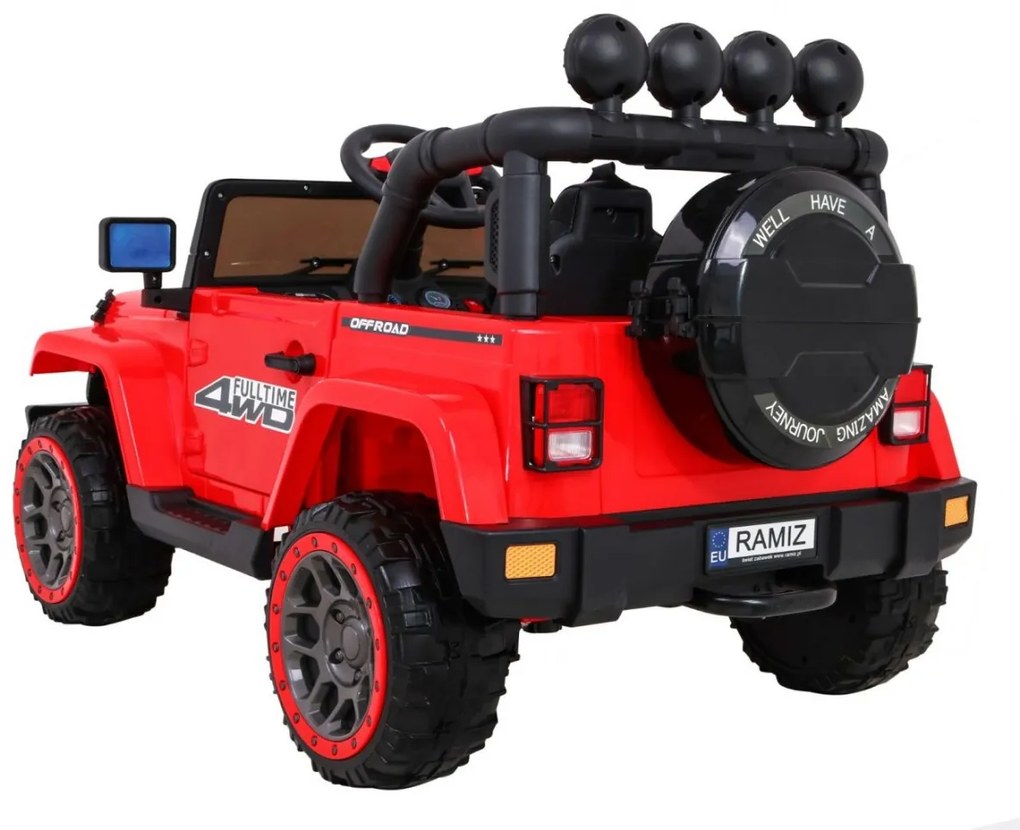 Jipe elétrico para Crianças off-road 12V 4x4, Rodas Espuma EVA, Assento couro ecológico Vermelho