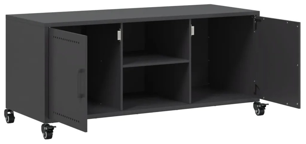 Móvel de TV 100,5x39x43,5 cm aço laminado a frio preto