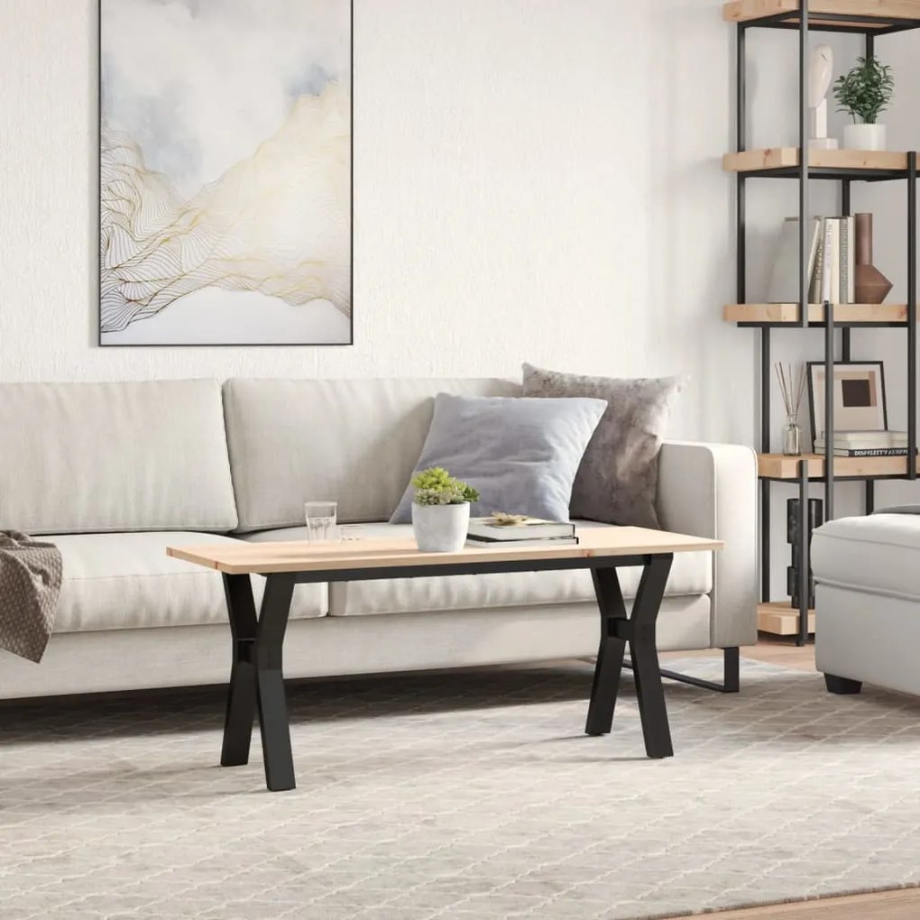 Mesa de centro estrutura em Y 110x40x45cm pinho e aço