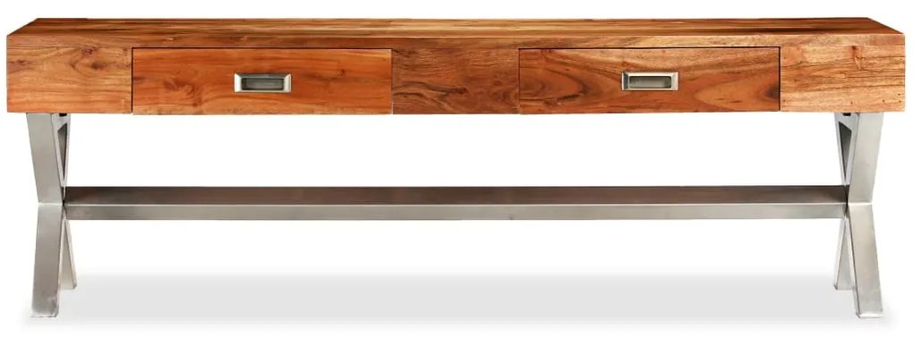 Móvel de TV com gavetas madeira de acácia maciça 140 cm