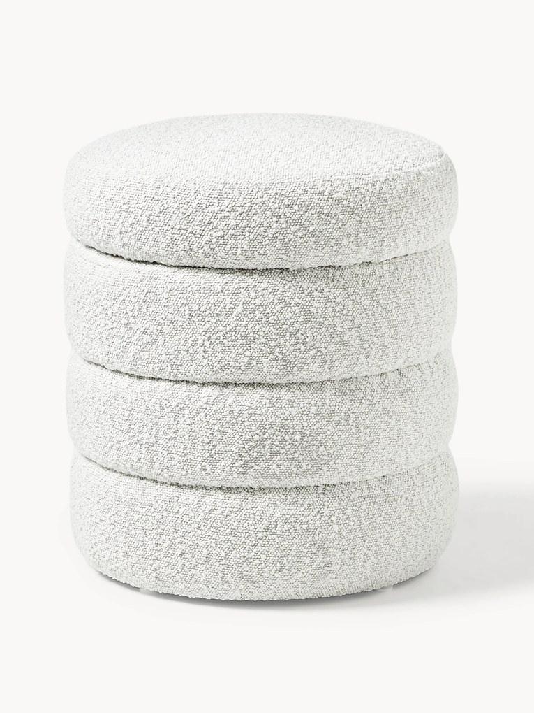 Pufe estofado em bouclé com arrumação Alto