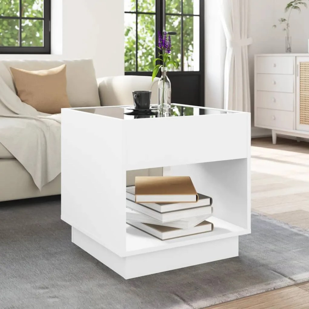 Mesa de centro luzes LED Infinity 50x50x50 cm branco