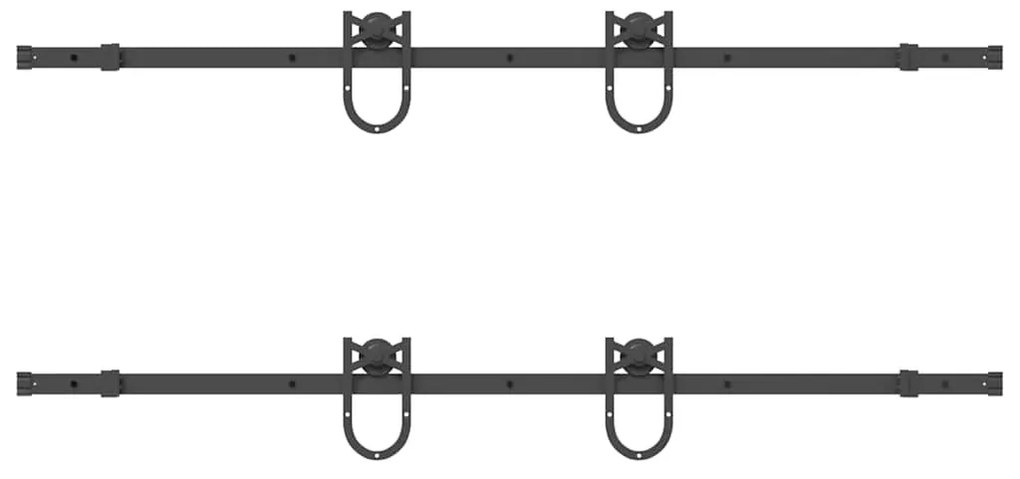 Kit de ferragens para porta deslizante 366 cm aço preto