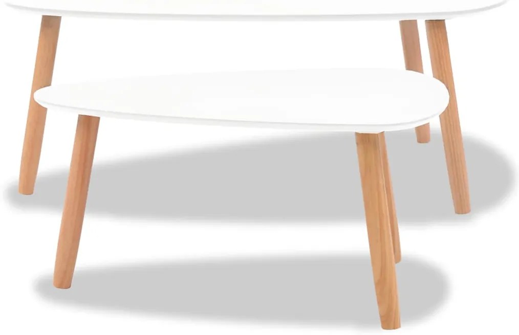 Conjunto mesas de centro 2 pcs pinho maciço branco